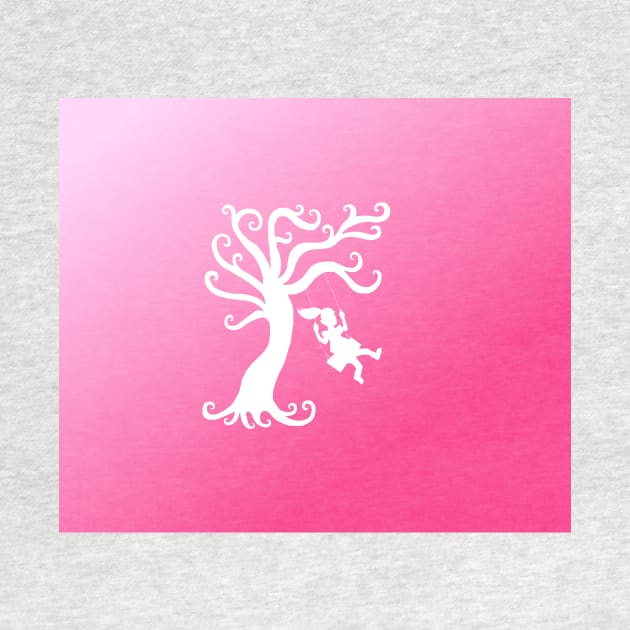 Pink Ombre Tree Swing Silhouette by Art by Deborah Camp